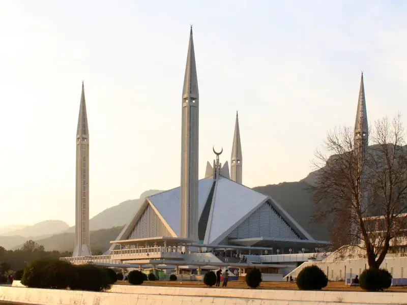 Faisal Mosque below the Margalla Hills, Islamabad