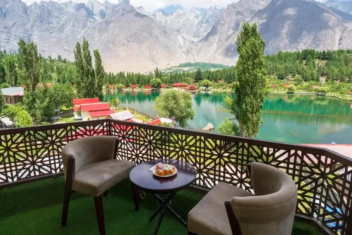 Hotel terrace in Skardu looking towards the Karakoram range