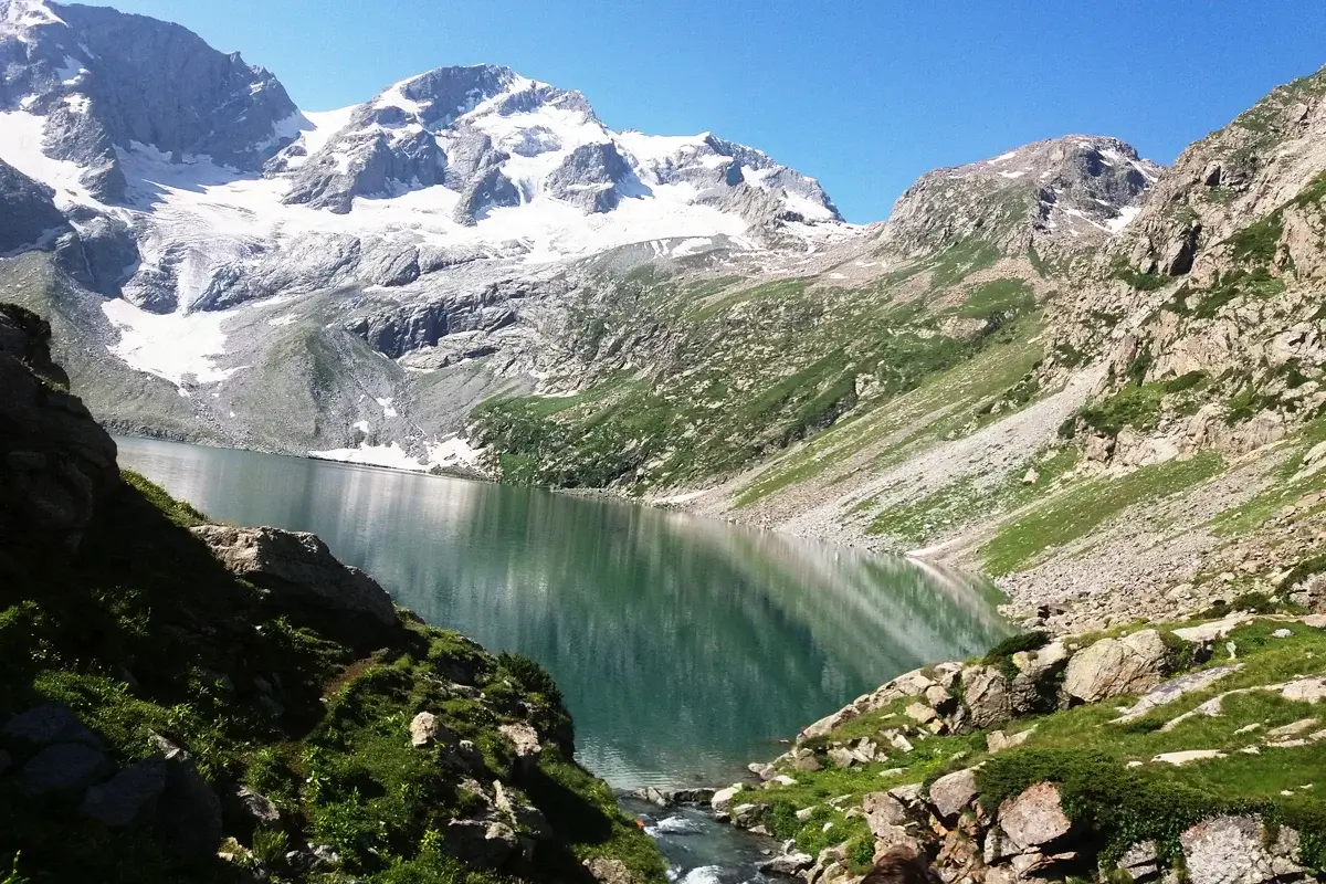 Katora Lake in a rock bowl at 3,500 metres above Jahaz Banda, Kumrat