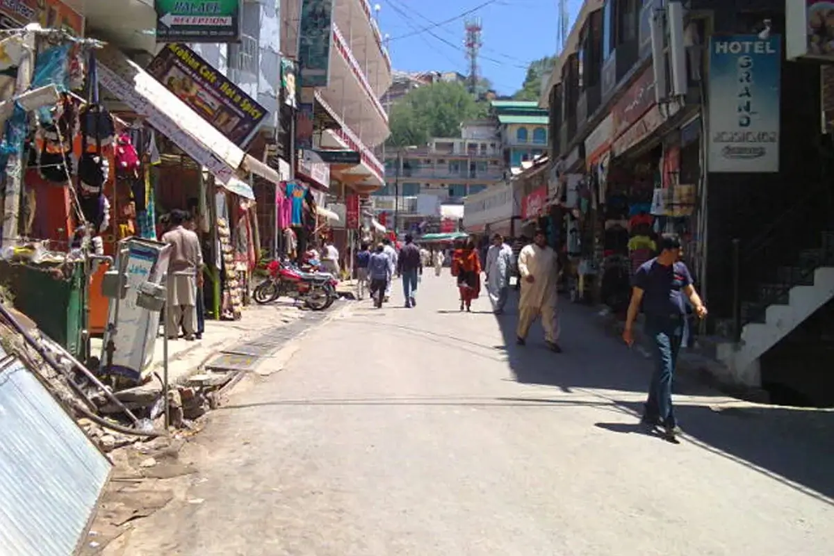 Mall Road Murree with shops and visitors on a normal weekday