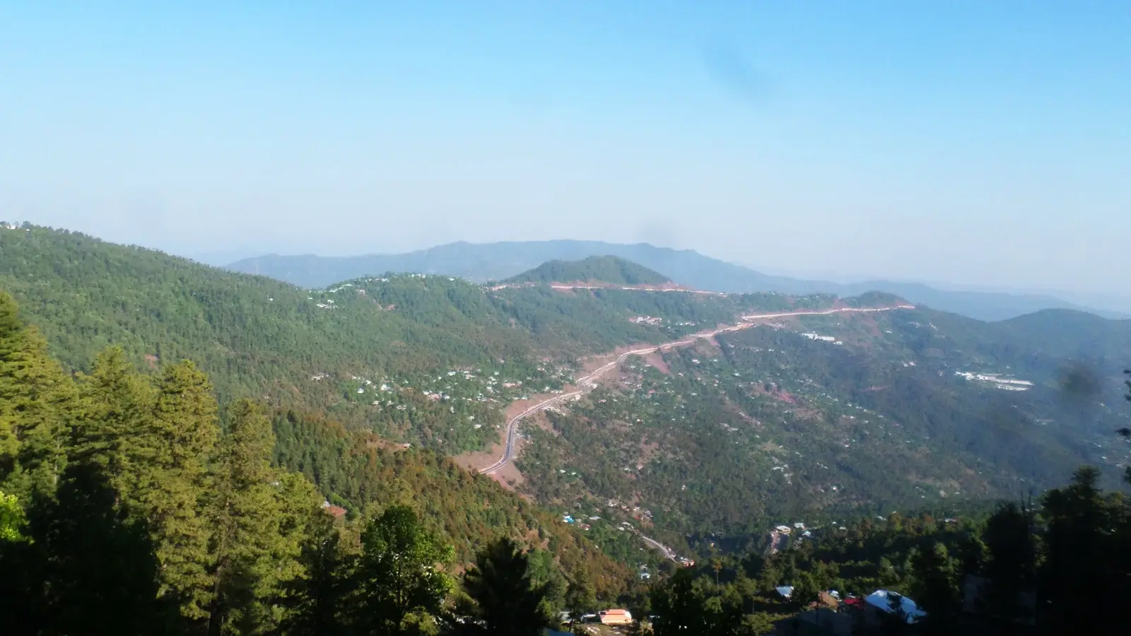 Pine covered hills of the Galiyat seen from the Murree to Nathia Gali road