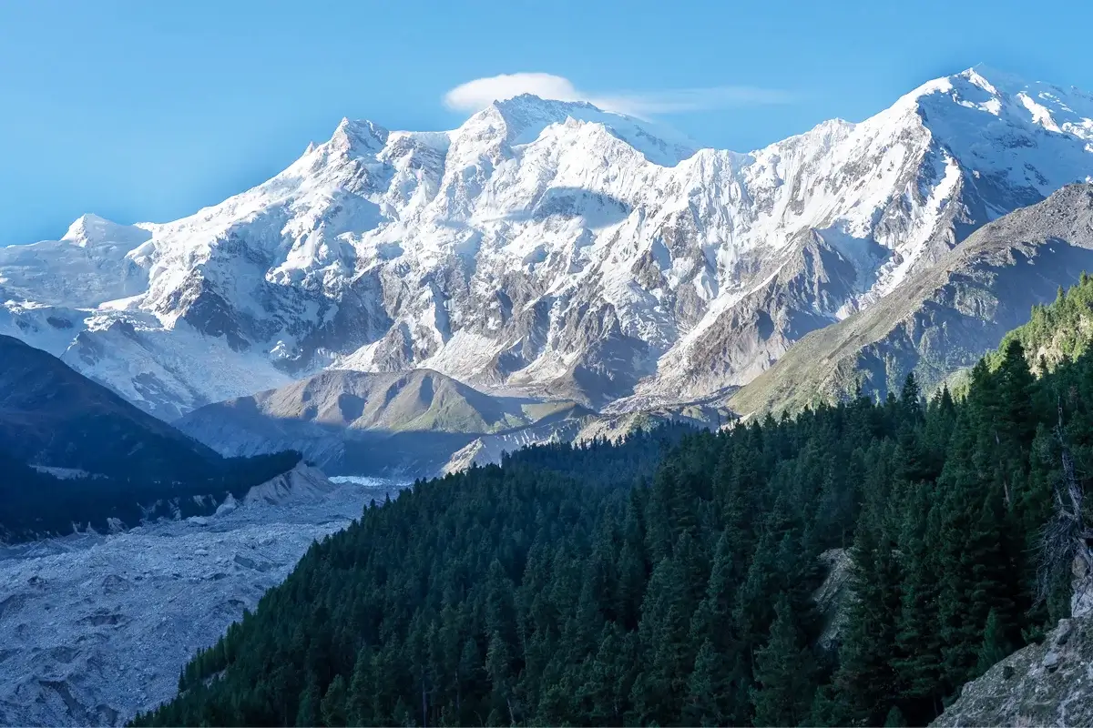 Raikot face of Nanga Parbat, 8,126 metres, seen from Fairy Meadows