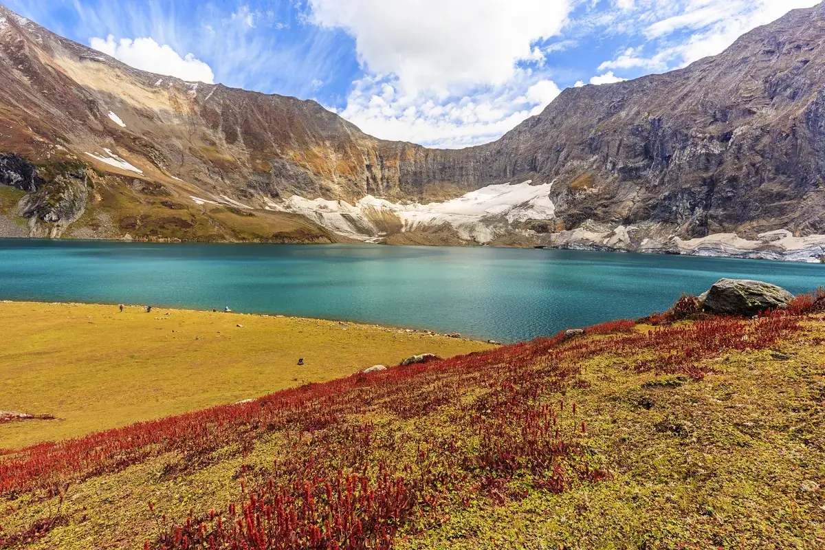 Ratti Gali Lake surrounded by peaks above Dowarian, Neelum Valley
