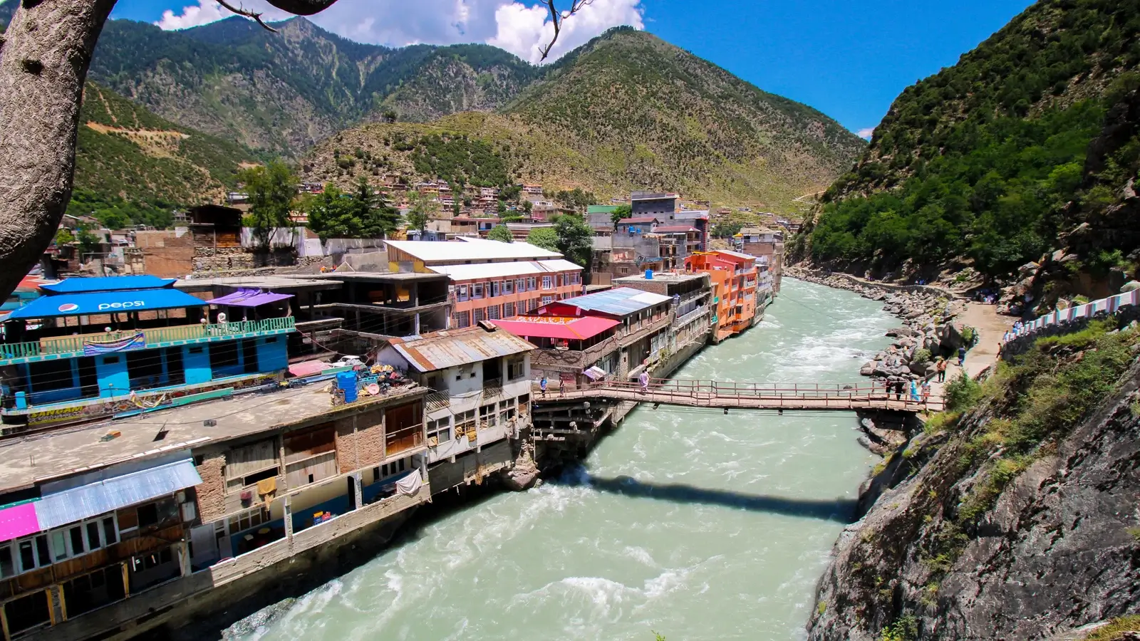 Swat river running through the valley near Bahrain, Khyber Pakhtunkhwa