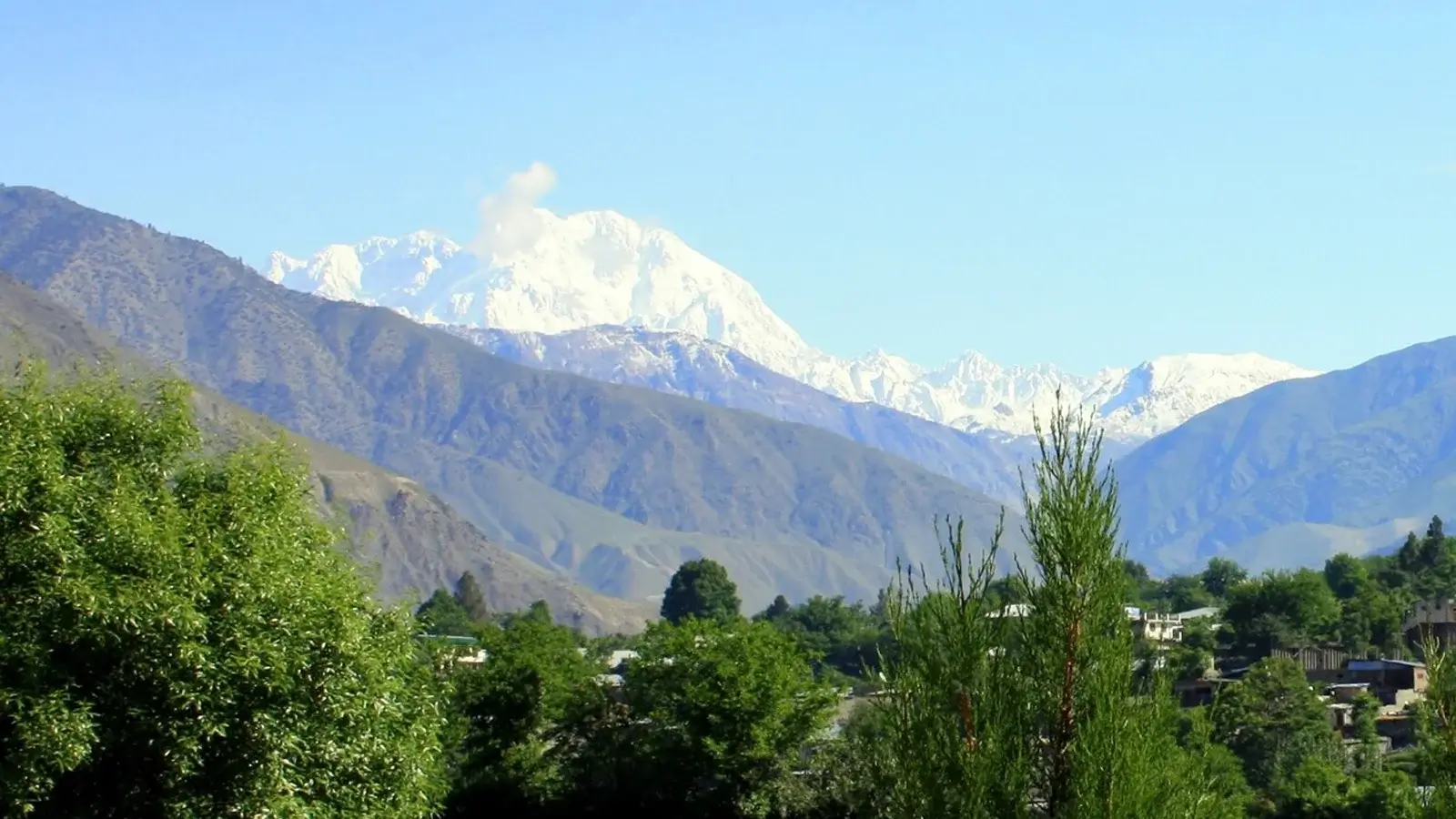 Tirich Mir peak seen above Chitral town, Khyber Pakhtunkhwa