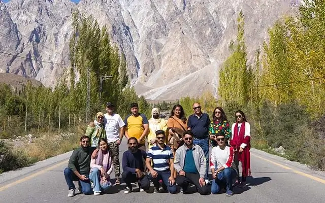 Family enjoying a guided tour in northern Pakistan