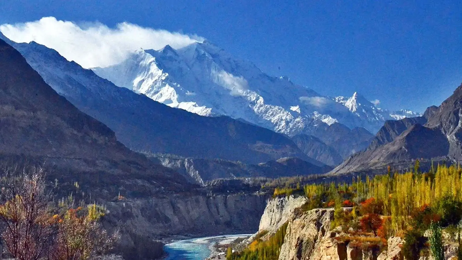 Karimabad town with Rakaposhi peak behind, Hunza Valley