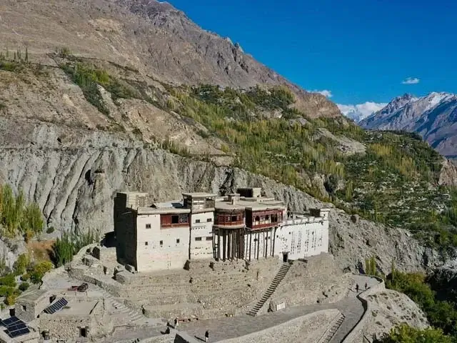 Karimabad village and Baltit Fort with Rakaposhi behind, Hunza Valley