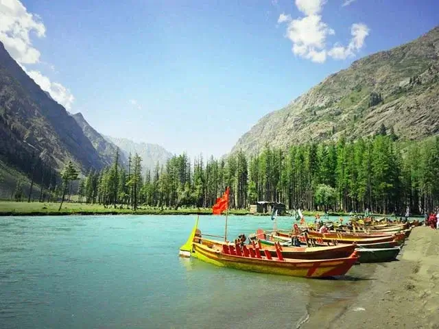 Mahodand Lake with pine forest, upper Swat Valley