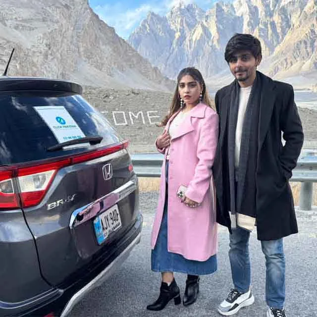 Newlywed couple from Lahore at Passu Cones, Hunza