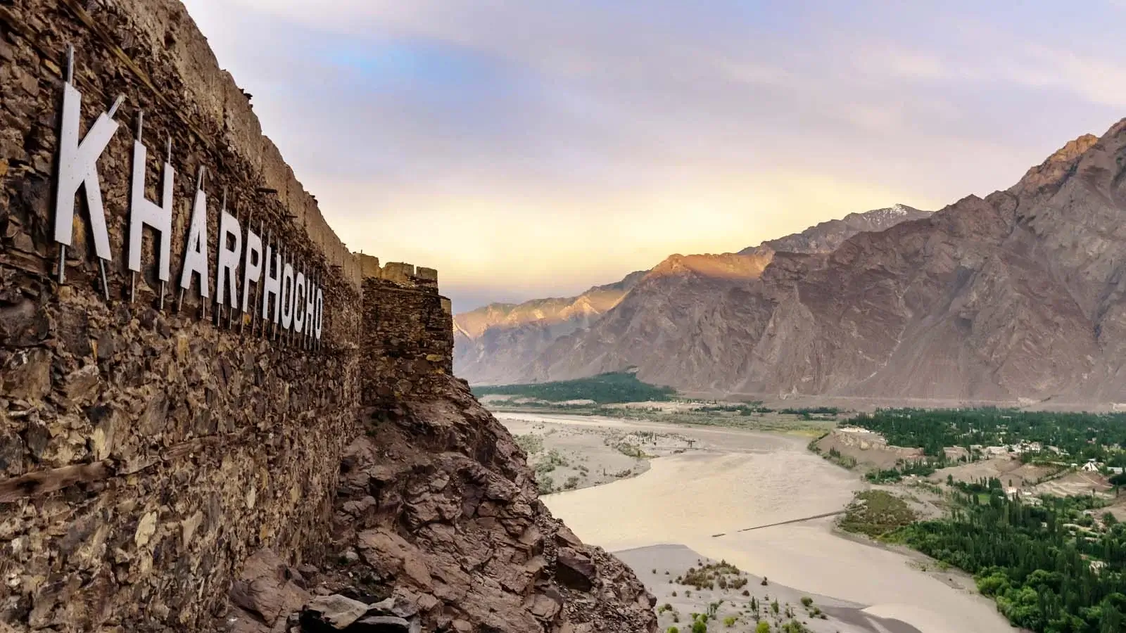 Skardu valley and the Indus river seen from Kharpocho Fort, Baltistan